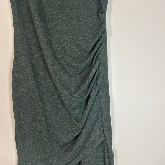 Leith Green Asymmetrical Ruched Sheath Mini Dress, Size M - Picture 2 of 6